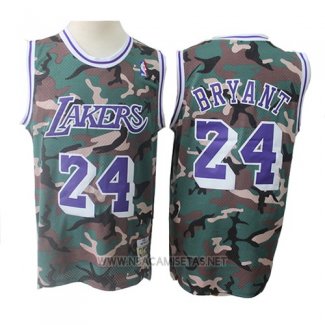 Camiseta Los Angeles Lakers Kobe Bryant NO 24 Camuflaje Verde