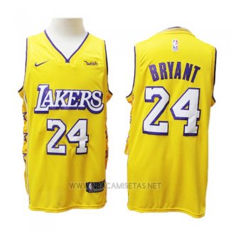 Camiseta Los Angeles Lakers Kobe Bryant NO 24 Ciudad 2019-20 Amarillo