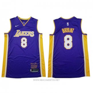 Camiseta Los Angeles Lakers Kobe Bryant NO 8 Retirement 2018 Violeta