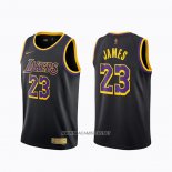 Camiseta Los Angeles Lakers LeBron James NO 23 Earned 2020-21 Negro