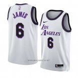 Camiseta Los Angeles Lakers LeBron James NO 6 Ciudad 2022-23 Blanco