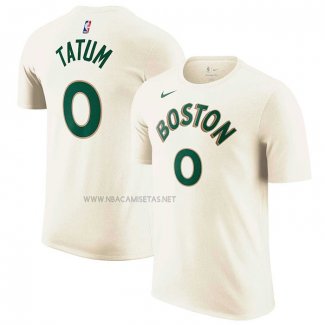 Camiseta Manga Corta Boston Celtics Jayson Tatum Ciudad 2023-24 Crema