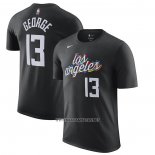 Camiseta Manga Corta Los Angeles Clippers Paul George Ciudad 2022-23 Negro