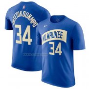 Camiseta Manga Corta Milwaukee Bucks Giannis Antetokounmpo Ciudad 2023-24 Azul