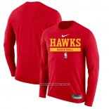 Camiseta Manga Larga Atlanta Hawks Practice Performance 2022-23 Rojo