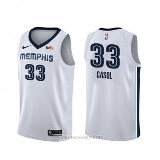 Camiseta Memphis Grizzlies Marc Gasol NO 33 Association Blanco