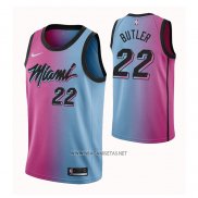 Camiseta Miami Heat Jimmy Butler NO 22 Ciudad 2020-21 Azul Rosa