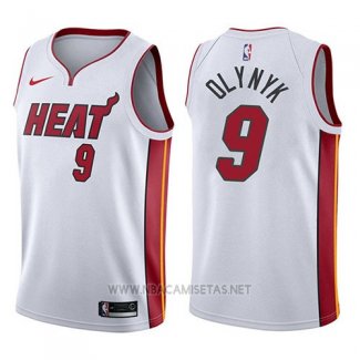 Camiseta Miami Heat Kelly Olynyk NO 9 Association 2017-18 Blanco