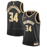 Camiseta Milwaukee Bucks Giannis Antetokounmpo NO 34 Select Series Oro Negro