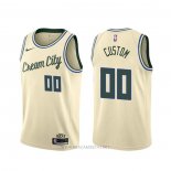 Camiseta Milwaukee Bucks Personalizada Ciudad 2019-20 Crema