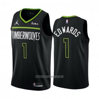 Camiseta Minnesota Timberwolves Anthony Edwards NO 1 Statement 2022-23 Negro