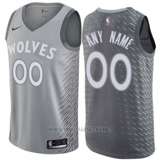 Camiseta Minnesota Timberwolves Ciudad 2017-18 Nike Personalizada Gris