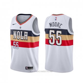 Camiseta New Orleans Pelicans E'twaun Moore NO 55 Earned Blanco