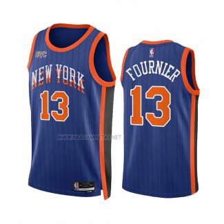 Camiseta New York Knicks Evan Fournier NO 13 Ciudad 2023-24 Azul