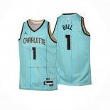 Camiseta Nino Charlotte Hornets Lonzo Ball NO 1 Ciudad 2024-25 Verde
