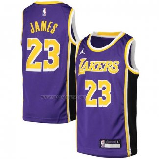 Camiseta Nino Los Angeles Lakers LeBron James NO 23 Statement Violeta