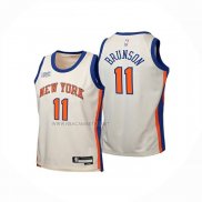 Camiseta Nino New York Knicks Jalen Brunson NO 11 Ciudad 2025-26 Crema
