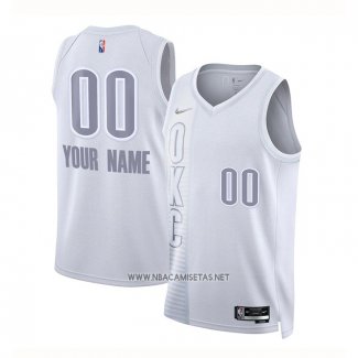 Camiseta Oklahoma City Thunder Personalizada Ciudad 2021-22 Blanco