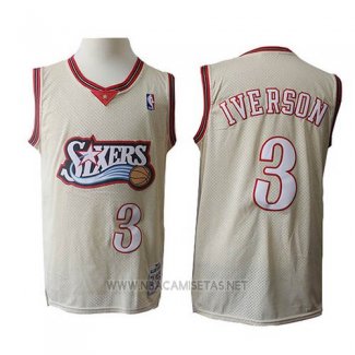 Camiseta Philadelphia 76ers Allen Iverson NO 3 Retro Crema