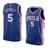 Camiseta Philadelphia 76ers Landry Shamet NO 5 Icon 2018 Azul