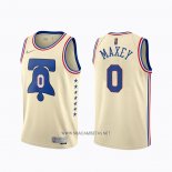 Camiseta Philadelphia 76ers Tyrese Maxey NO 0 Earned 2020-21 Crema