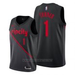 Camiseta Portland Trail Blazers Evan Turner NO 1 Ciudad 2019 Negro