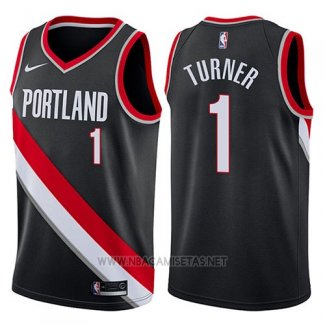 Camiseta Portland Trail Blazers Evan Turner NO 1 Icon 2017-18 Negro