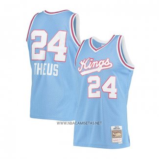 Camiseta Sacramento Kings Reggie Theus NO 24 Hardwood Classics 1985-86 Azul
