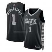 Camiseta San Antonio Spurs Victor Wembanyama NO 1 Statement 2022-23 Negro