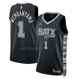 Camiseta San Antonio Spurs Victor Wembanyama NO 1 Statement 2022-23 Negro