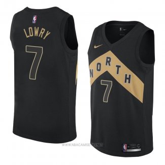 Camiseta Toronto Raptors Kyle Lowry NO 7 Ciudad 2018 Negro