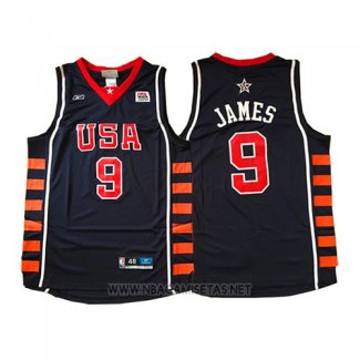 Camiseta USA 2004 Lebron James NO 9 Azul