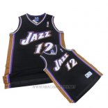 Camiseta Utah Jazz John Stockton NO 12 Retro Negro