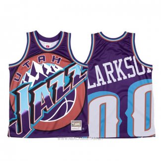 Camiseta Utah Jazz Jordan Clarkson NO 00 Mitchell & Ness Big Face Violeta