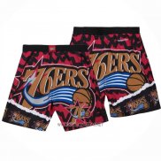 Pantalone Philadelphia 76ers Mitchell & Ness Naranja Rojo Negro