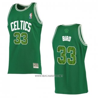 Camiseta Boston Celtics Larry Bird NO 33 Snakeskin Hardwood Classics 2021 Verde