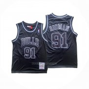 Camiseta Chicago Bulls Dennis Rodman NO 91 Mitchell & Ness 1996-97 Negro1