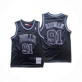 Camiseta Chicago Bulls Dennis Rodman NO 91 Mitchell & Ness 1996-97 Negro1