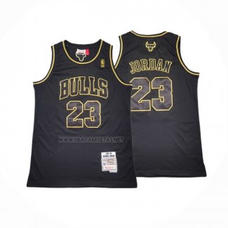 Camiseta Chicago Bulls Michael Jordan NO 23 Mitchell & Ness 1997-98 Oro Negro