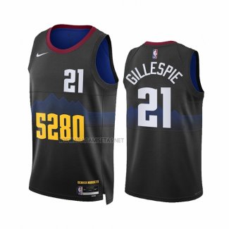 Camiseta Denver Nuggets Collin Gillespie NO 21 Ciudad 2023-24 Negro