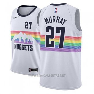 Camiseta Denver Nuggets Jamal Murray NO 27 Ciudad 2018-19 Blanco