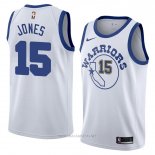 Camiseta Golden State Warriors Damian Jones NO 15 Hardwood Classic 2018 Blanco