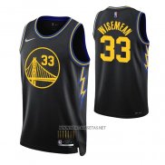 Camiseta Golden State Warriors James Wiseman NO 33 Ciudad 2021-22 Negro