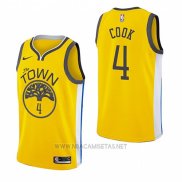 Camiseta Golden State Warriors Quinn Cook NO 4 Earned 2018-19 Amarillo