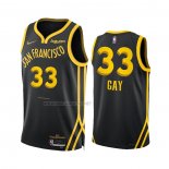 Camiseta Golden State Warriors Rudy Gay NO 33 Ciudad 2023-24 Negro