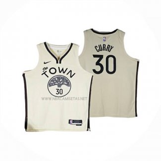 Camiseta Golden State Warriors Stephen Curry NO 30 Ciudad 2025-26 Crema