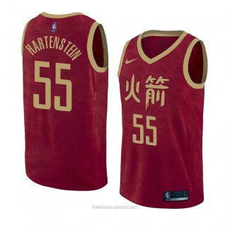 Camiseta Houston Rockets Isaiah Hartenstein NO 55 Ciudad 2018-19 Rojo