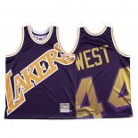 Camiseta Los Angeles Lakers Jerry West NO 44 Mitchell & Ness Big Face Violeta