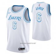 Camiseta Los Angeles Lakers LeBron James NO 6 Ciudad 2021-22 Blanco