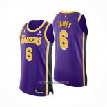 Camiseta Los Angeles Lakers LeBron James NO 6 Statement Autentico Violeta